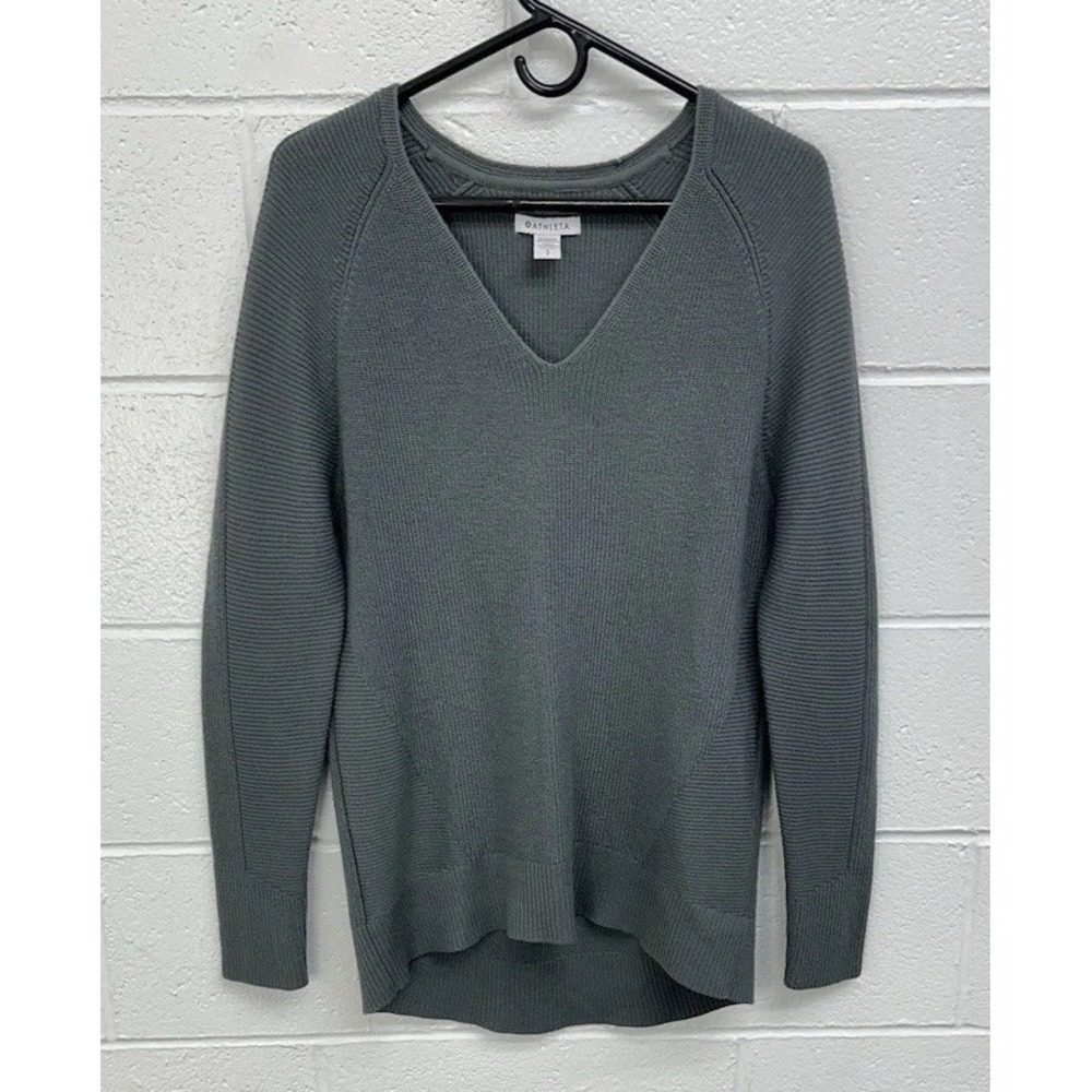 Athleta Hanover Refined V-Neck Sweater Gray Merino Wool / Women's‎ Small